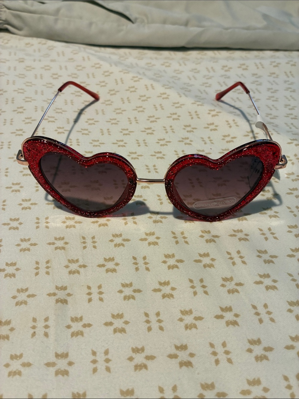 Red Glitter Heart-Shaped Sunglasses